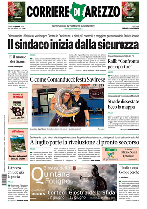 Prima pagina Corriere di Arezzo di oggi - Quotidiano regionale