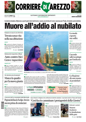 Prima pagina Corriere di Arezzo di oggi - Quotidiano regionale