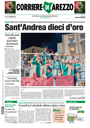 Prima pagina Corriere di Arezzo di oggi - Quotidiano regionale