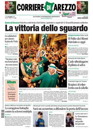 Prima pagina Corriere di Arezzo di oggi - Quotidiano regionale