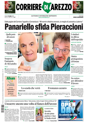 Prima pagina Corriere di Arezzo di oggi - Quotidiano regionale