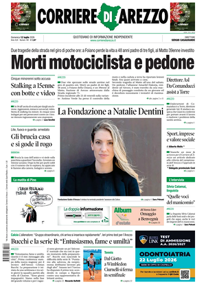 Prima pagina Corriere di Arezzo di oggi - Quotidiano regionale