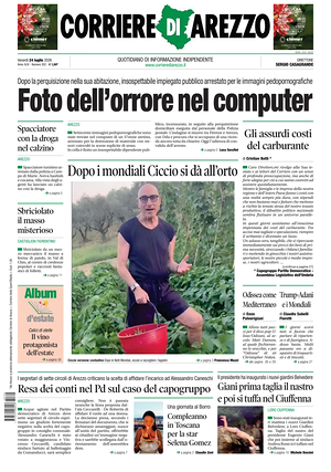 Prima pagina Corriere di Arezzo di oggi - Quotidiano regionale