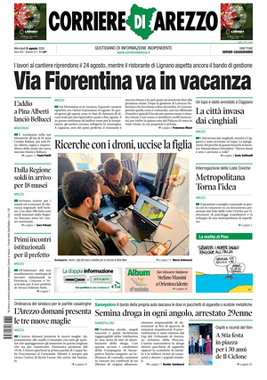 Prima pagina Corriere di Arezzo di oggi - Quotidiano regionale