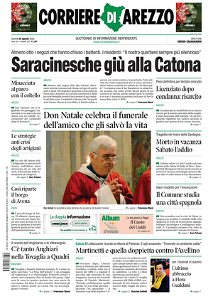 Prima pagina Corriere di Arezzo di oggi - Quotidiano regionale