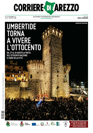 Prima pagina Corriere di Arezzo di oggi - Quotidiano regionale