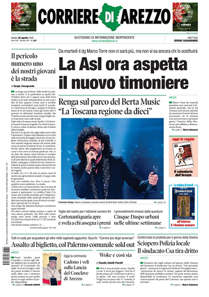 Prima pagina Corriere di Arezzo di oggi - Quotidiano regionale