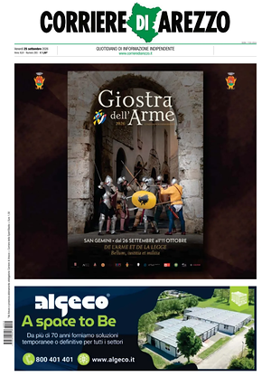 Prima pagina Corriere di Arezzo di oggi - Quotidiano regionale