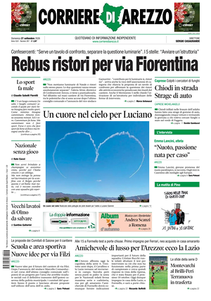 Prima pagina Corriere di Arezzo di oggi - Quotidiano regionale