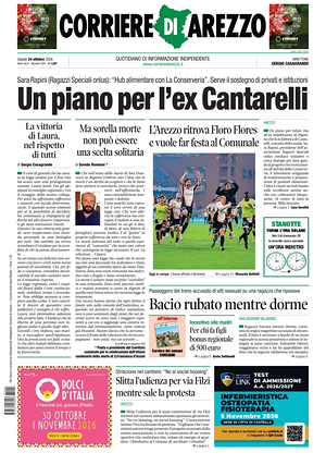 Prima pagina Corriere di Arezzo di oggi - Quotidiano regionale