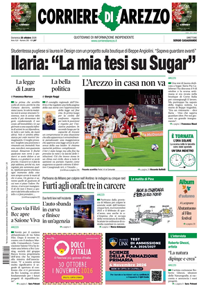 Prima pagina Corriere di Arezzo di oggi - Quotidiano regionale