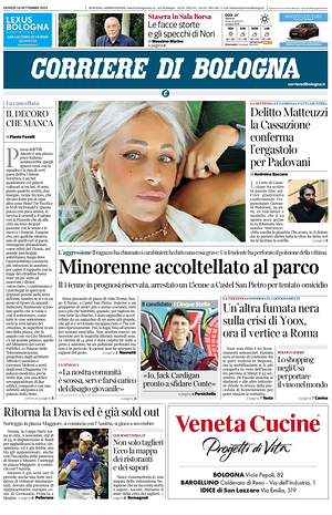 Prima pagina Corriere di Bologna di oggi - Quotidiano regionale