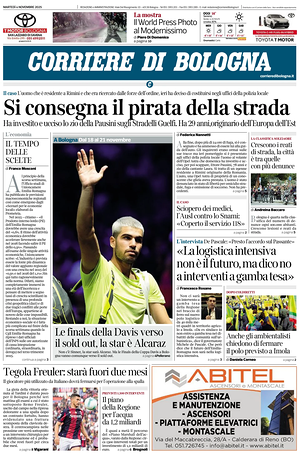 Prima pagina Corriere di Bologna di oggi - Quotidiano regionale