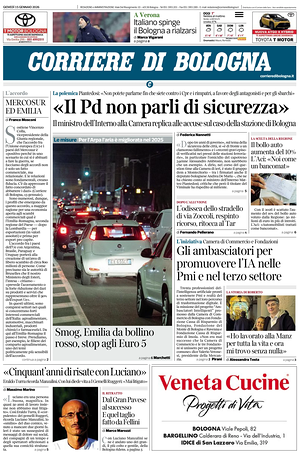 Prima pagina Corriere di Bologna di oggi - Quotidiano regionale