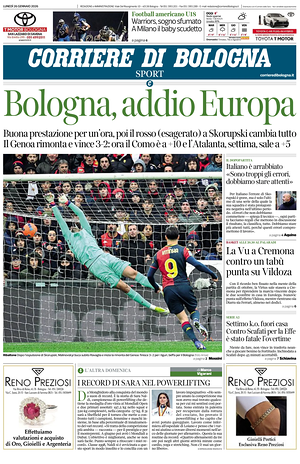 Prima pagina Corriere di Bologna di oggi - Quotidiano regionale