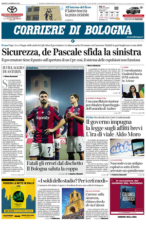 Prima pagina Corriere di Bologna di oggi - Quotidiano regionale