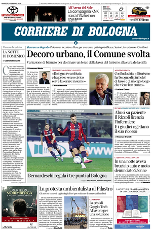 Prima pagina Corriere di Bologna di oggi - Quotidiano regionale