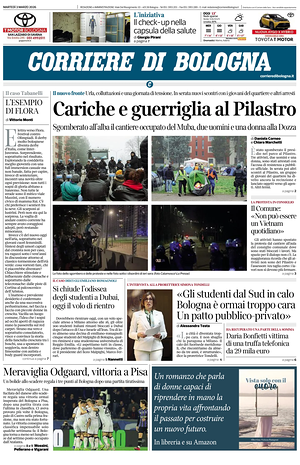 Prima pagina Corriere di Bologna di oggi - Quotidiano regionale