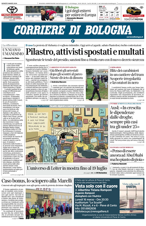 Prima pagina Corriere di Bologna di oggi - Quotidiano regionale