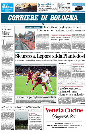 Prima pagina Corriere di Bologna di oggi - Quotidiano regionale