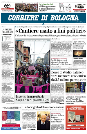 Prima pagina Corriere di Bologna di oggi - Quotidiano regionale