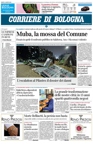 Prima pagina Corriere di Bologna di oggi - Quotidiano regionale