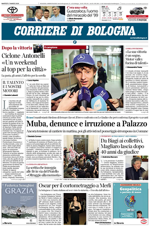 Prima pagina Corriere di Bologna di oggi - Quotidiano regionale