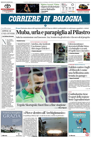 Prima pagina Corriere di Bologna di oggi - Quotidiano regionale