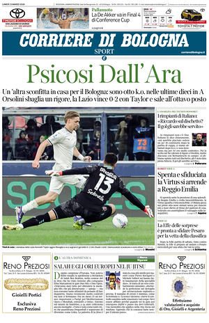 Prima pagina Corriere di Bologna di oggi - Quotidiano regionale