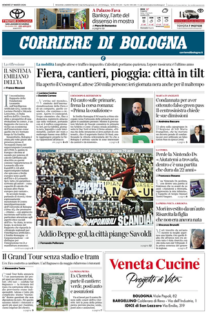 Prima pagina Corriere di Bologna di oggi - Quotidiano regionale