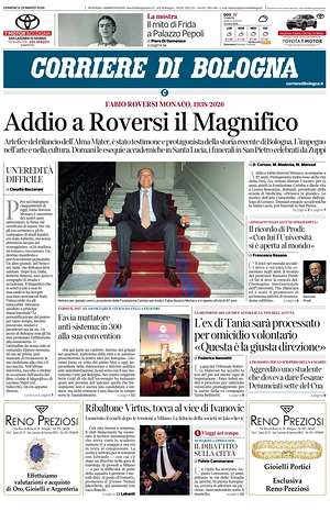 Prima pagina Corriere di Bologna di oggi - Quotidiano regionale