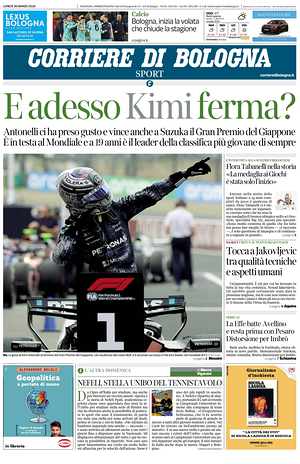 Prima pagina Corriere di Bologna di oggi - Quotidiano regionale