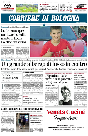 Prima pagina Corriere di Bologna di oggi - Quotidiano regionale