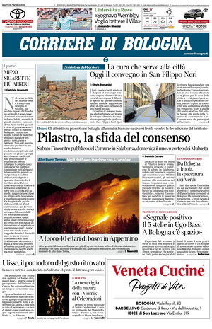 Prima pagina Corriere di Bologna di oggi - Quotidiano regionale