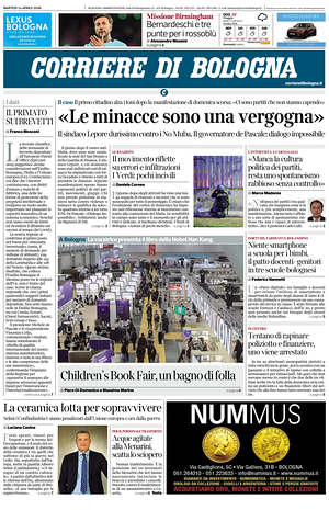 Prima pagina Corriere di Bologna di oggi - Quotidiano regionale