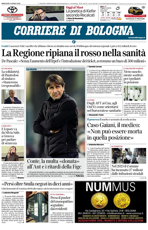 Prima pagina Corriere di Bologna di oggi - Quotidiano regionale