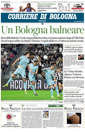 Prima pagina Corriere di Bologna di oggi - Quotidiano regionale
