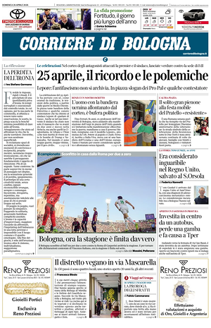 Prima pagina Corriere di Bologna di oggi - Quotidiano regionale
