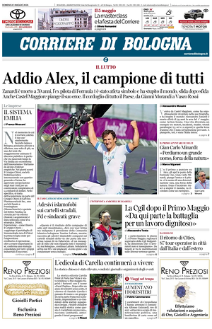Prima pagina Corriere di Bologna di oggi - Quotidiano regionale