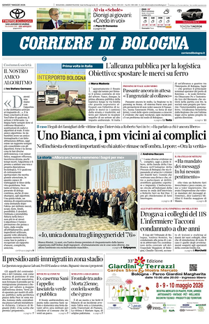 Prima pagina Corriere di Bologna di oggi - Quotidiano regionale