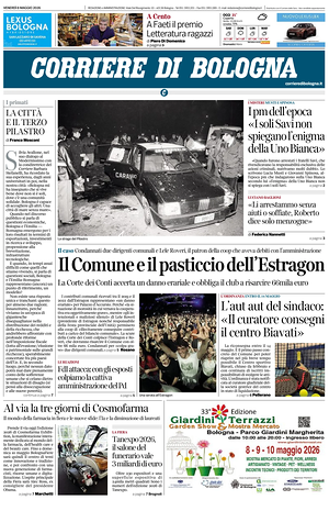 Prima pagina Corriere di Bologna di oggi - Quotidiano regionale