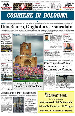 Prima pagina Corriere di Bologna di oggi - Quotidiano regionale