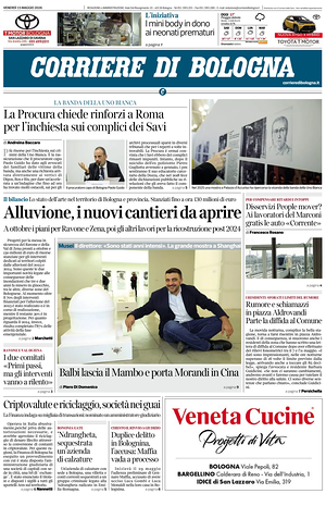 Prima pagina Corriere di Bologna di oggi - Quotidiano regionale