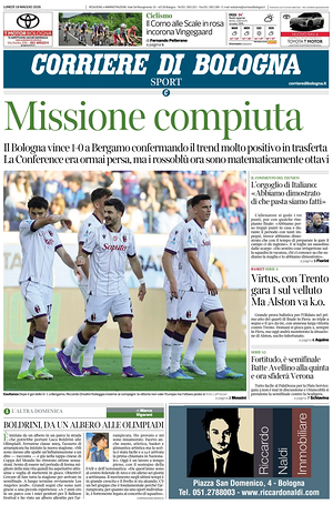 Prima pagina Corriere di Bologna di oggi - Quotidiano regionale