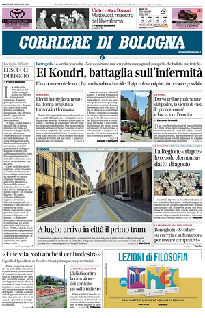Prima pagina Corriere di Bologna di oggi - Quotidiano regionale