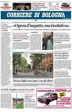 Prima pagina Corriere di Bologna di oggi - Quotidiano regionale
