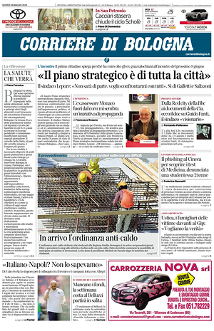 Prima pagina Corriere di Bologna di oggi - Quotidiano regionale