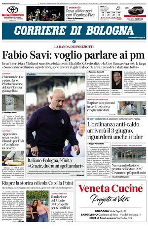 Prima pagina Corriere di Bologna di oggi - Quotidiano regionale