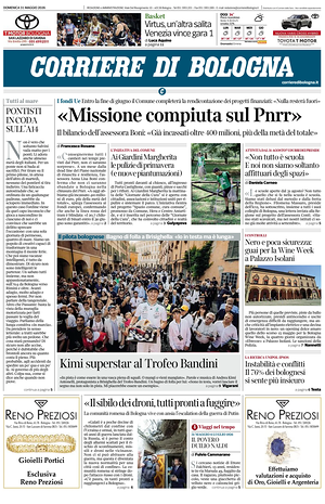 Prima pagina Corriere di Bologna di oggi - Quotidiano regionale