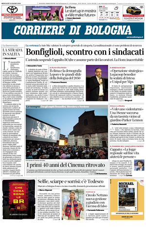Prima pagina Corriere di Bologna di oggi - Quotidiano regionale